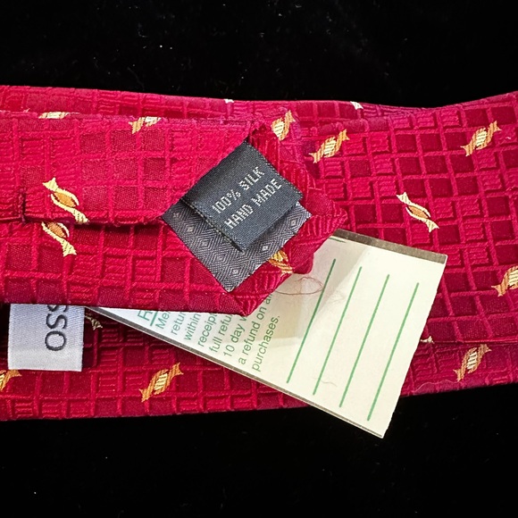 NWT Tesoro Rosso Uoma Moda Handmade Red Silk Tie - Picture 3 of 7